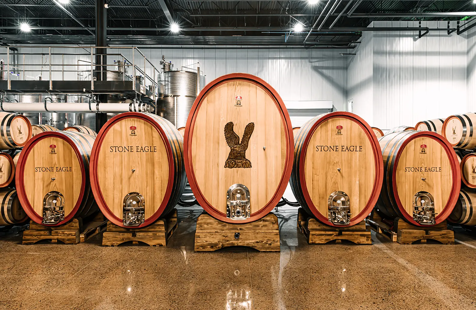 Stone Eagle Wine Barrels.